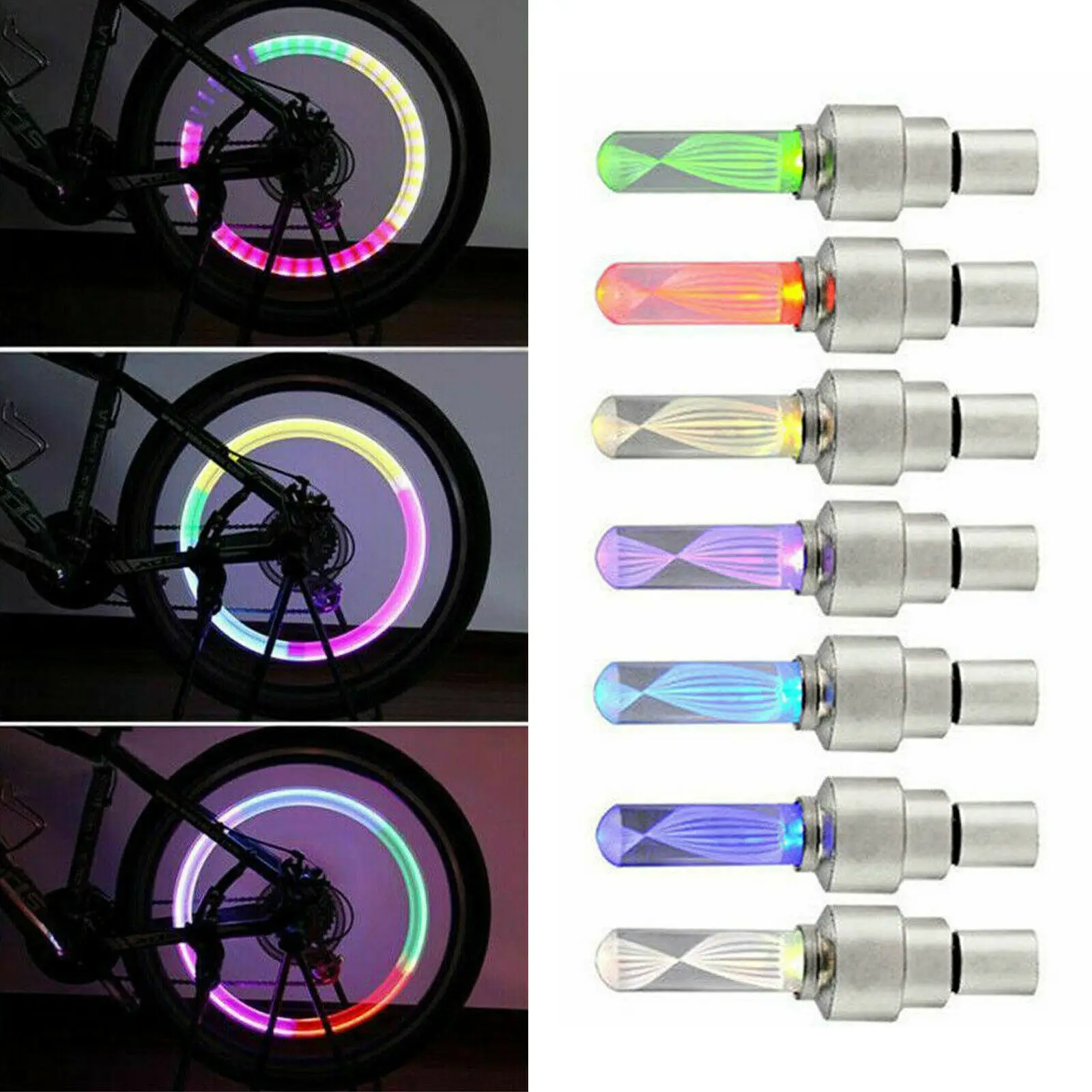 1 шт. 5 цветов RGB Светодиодный светильник для заглушки велосипедного клапана