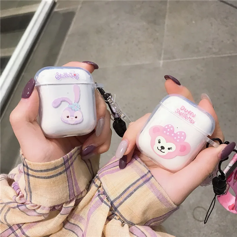 Мягкий чехол для наушников из ТПУ с милыми рисунками медведи Duffy и shelliemay Stellalou для Apple Airpods 1/2 прозрачный защитный чехол для наушников