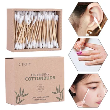 

100/200/500 Pcs Double-head Cotton Swabs Wooden Sticks Beauty Makeup Applicator Cotton Buds Nose Ears Cleaning Health Care Tools