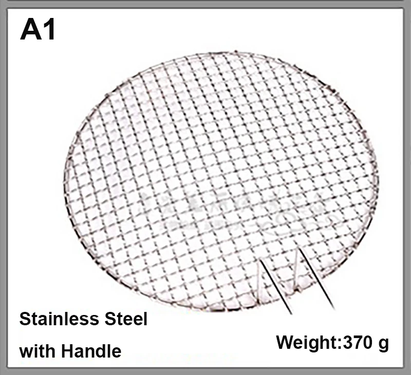Нержавеющая сталь сетка для барбекю круглая сетка гриль печь противень металлические стеллажи сетка Круглая Решетка круглый принадлежности для барбекю аксессуары - Цвет: A1 steel with handle