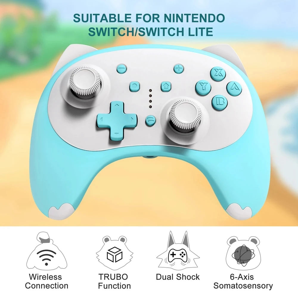 New Wiireless Bluetooth Auto Turbo Wake Up Gamepad PC Cartoon Kitty 6 axis  gyroscop Controller for Nintendo Switch|Gamepads| - AliExpress