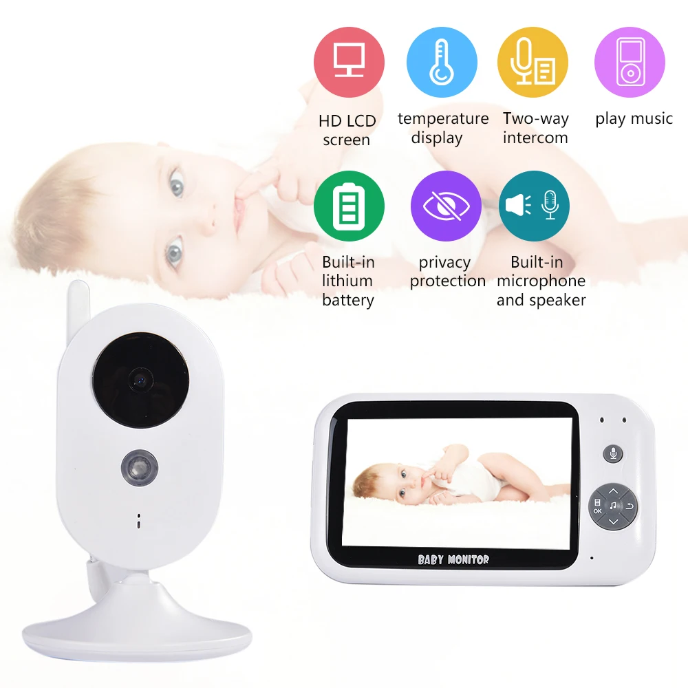 

3.5 inch Wireless Video Color Baby Monitor LCD Audio IR 24h Portable Baby Nanny Security Camera Night Vision Temperature