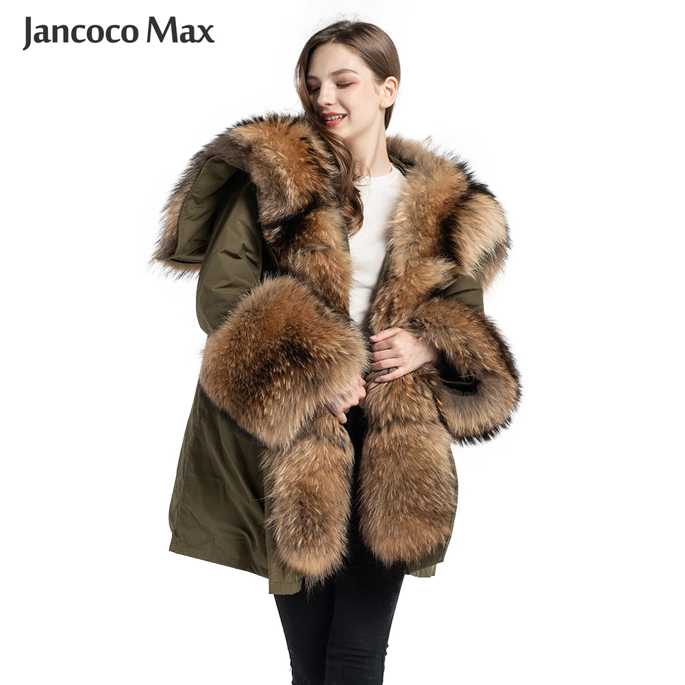 New Winter Women Supper Big Fur Parka Real Fox Fur / Raccoon Fur Hooded Fur Parkers Top Quality Outerwear S7555