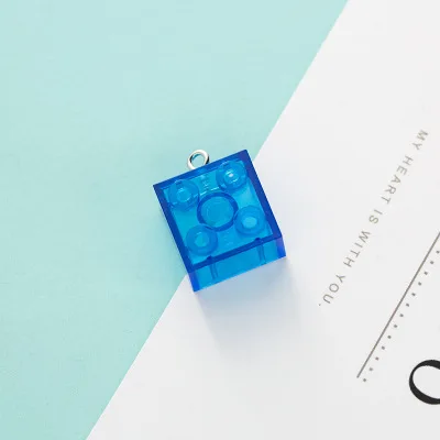 transparent blue 10 шт./лот Мини Строительные блоки пластиковая Смола Кабошон с крюком DIY аксессуары для ювелирных изделий сумка для ключей Подвеска Декор телефона - Цвет: transparent blue