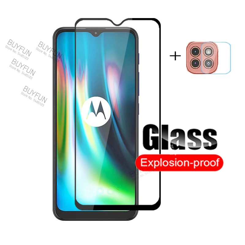Защитное стекло 2 в 1 для Motorola Moto G9 Play полное покрытие объектив камеры закаленное G