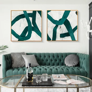 

Abstract Dark Green Line Retro Brush Effect Living Room Wall art Print Poster Picture Canvas Painting Home Decoration No Frame