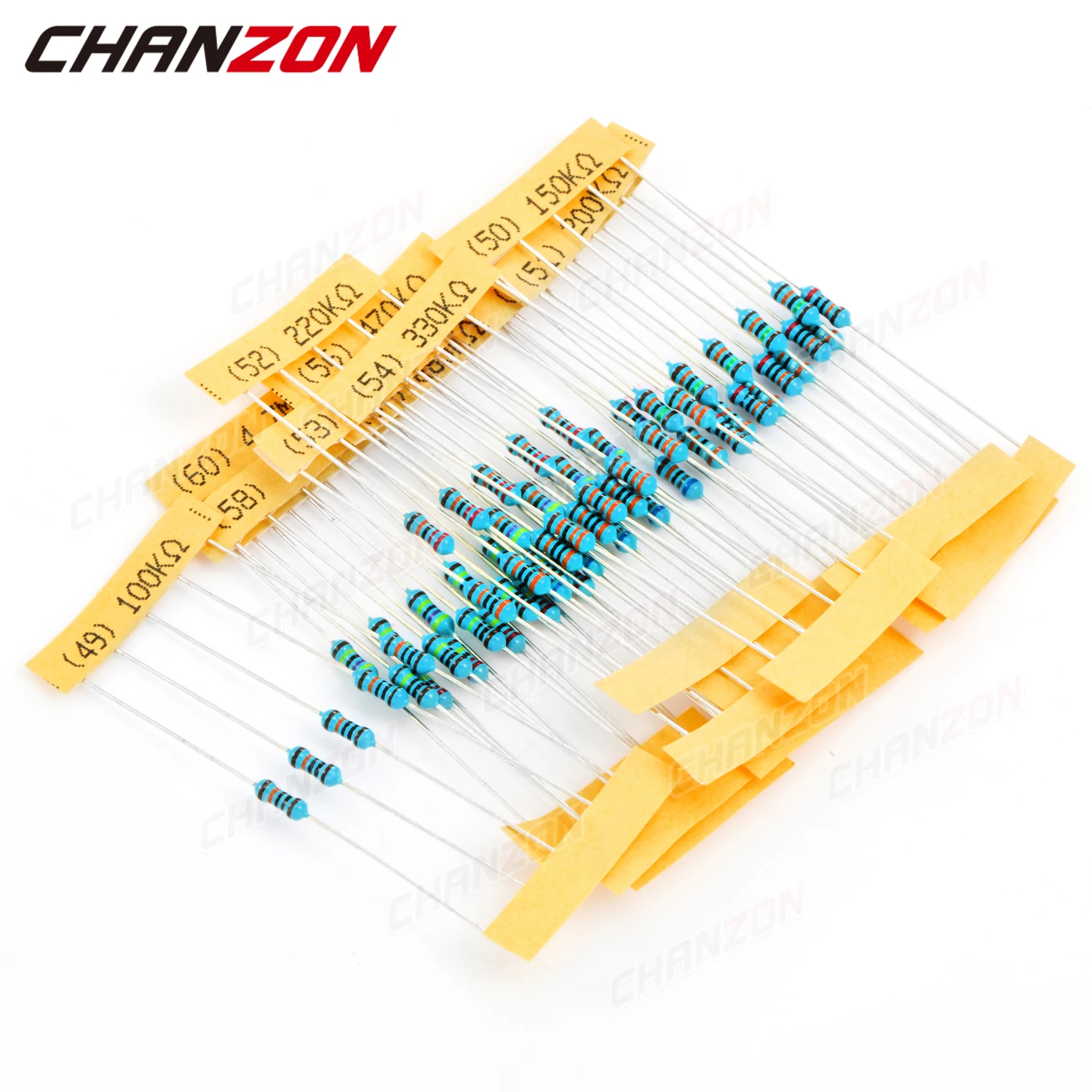300Pcs/Pack 60 Values 1/4W Metal Film Resistors Kit 1 10 220 330 470 1K 4.7K 10K Ohm 1% High Precision Resistance Set Assortment