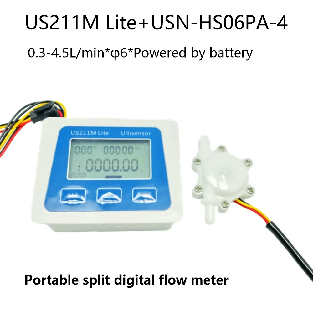 Us211M Lite Portatile Digitale Sensore Di Flusso Misuratore Di Portata Con Usn-Hs06Pa-4 0.3-4.5L/Min