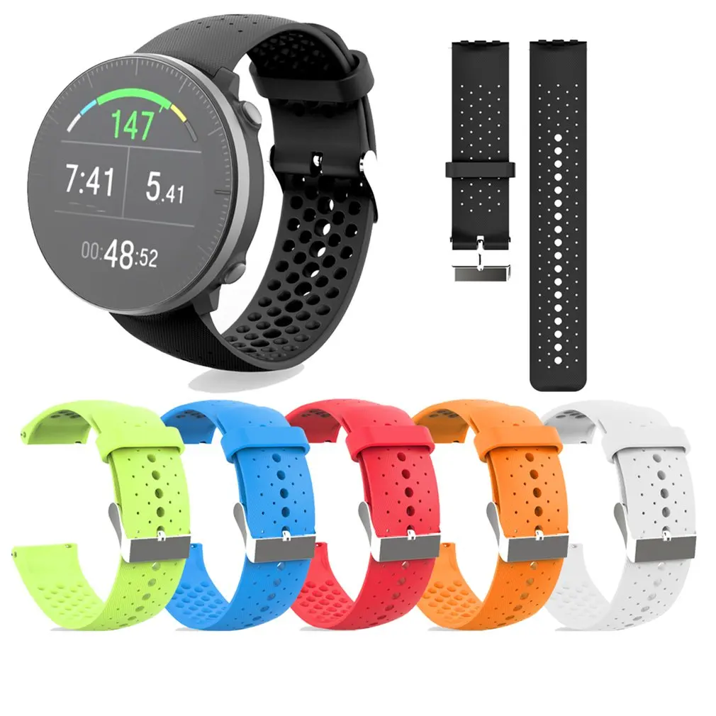 

For Polar Vantage M Silicone Smartwatch Replacement Strap Official Pattern Black Buckle Sports Replacement Wristband Sale