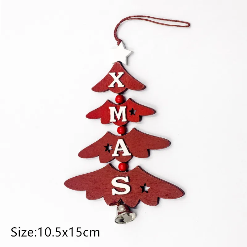 1pc-14-tree red Рождество Noel Счастливого Рождества деревянные подвесные украшения для рождественской елки украшения для дома Noel Navidad Декор новогодние подарки - Цвет: 1pc-14-tree red