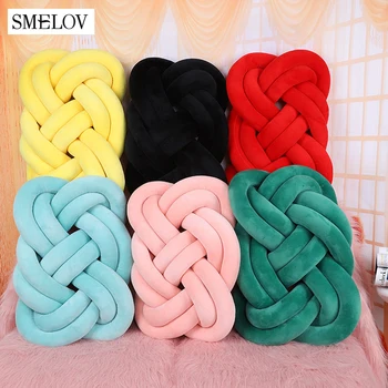 

Nordic style Solid soft knot pillow Handmade knotted ball cushion Throw Pillow sofa bed Bedroom Home Decor Pillow Toys For Kids