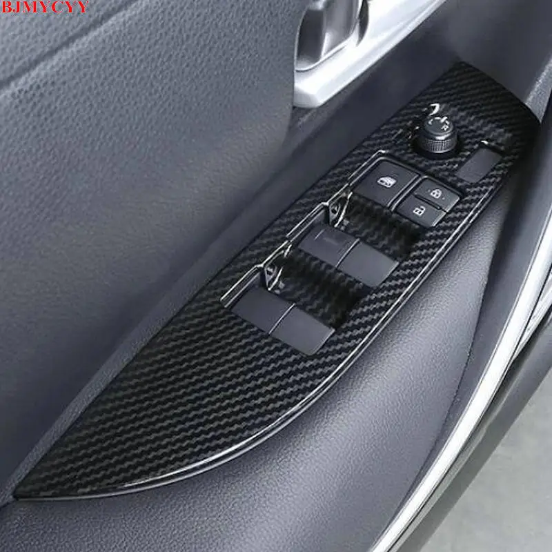 

BJMYCYY 4PCS/SET Car window lifting panel carbon fiber decorative frame for Toyota corolla E210 2019 2020 Accessories