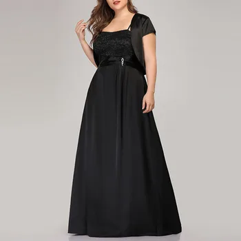 

black plus size evening dress a line two pieces with jacket short sleeves spaghetti straps wedding party formal evening dresses