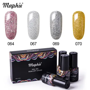 

Maphie 4Pcs/Lot Glitter Nail Gel Polish Semi Permanent Nail Art Varnish Set Pink Color Series Led Nail Gel Lacquer Kits With Box