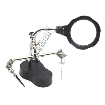 

3.5X 12X Lens High Definition LED Light Magnifying Glass Lab Desktop Magnifier Reading Inspection Small Soldering Iron Stand