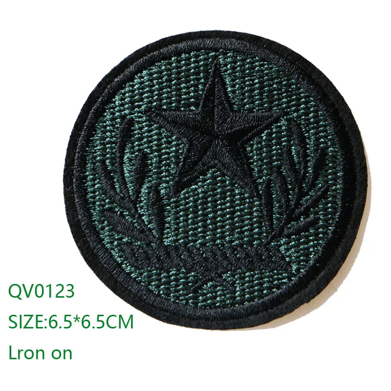 QV0123 Футбол, звезды, компас круглая Икона вышитая железная нашивка для одежды DIY полосатая одежда Лоскутная наклейка пользовательские значки - Цвет: QV0123