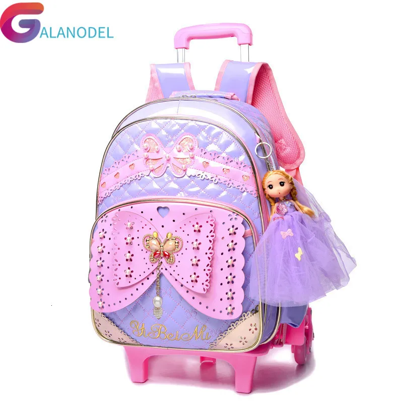 

Trolley Wheels Removable Kids school Backpack Children school bags Girls Kids travel bag princess Schoolbag Mochilas Escolares