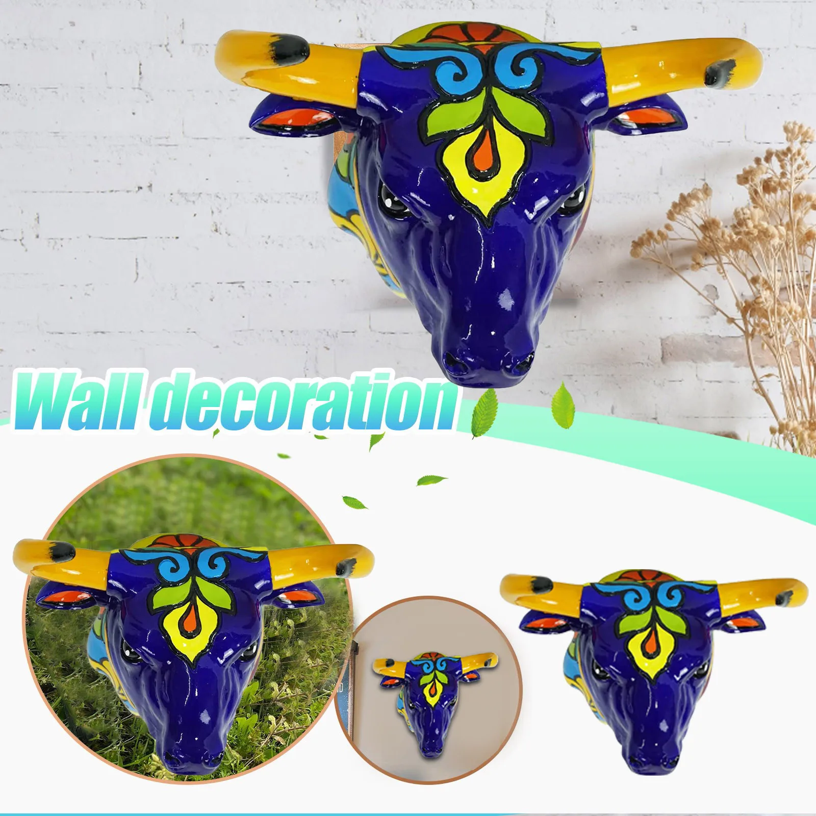 Bullhead Wall Decor Indoor Resin Animal Wall Sculpture Outdoor Statue