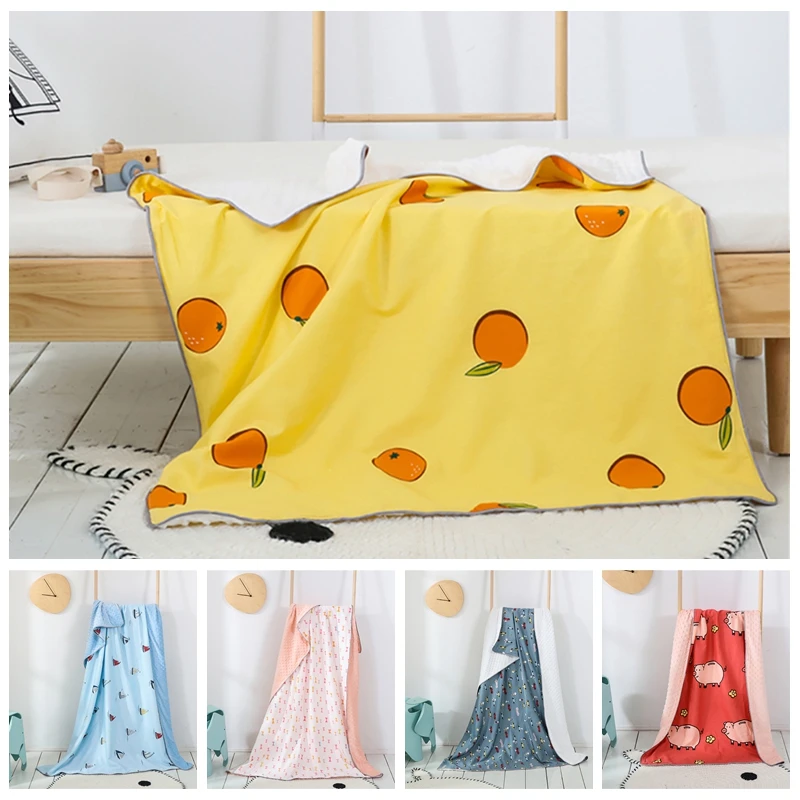

Double-sided Baby Blanket Swaddling Newborn Kids Thermal Soft Fleece Blanket Bedding Set Cotton Quilt Office Knee Blanket2
