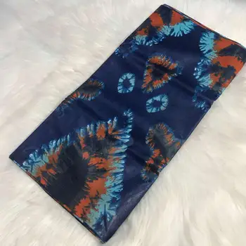 

Blue color quality bazin riche 2020 embossing brocade jacquard fabric tie dyeing bazin fabric 5yard/lot-BWL30