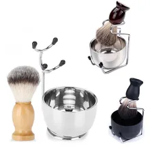 3 в 1 Мужская Борода Набор для бритья профессиональная подставка для лотков из нержавеющей стали щетка стрижка усов инструмент для макияжа Бритва для ухода за бородой