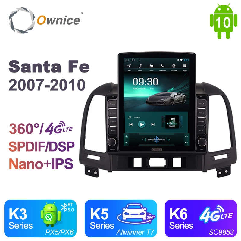 Tesla Style 9 7 &quotPX6 4G + 64G ROM Android 10 0 RDS радио автомобильное dvd-плеер GPS ГЛОНАСС для Hyundai Santa