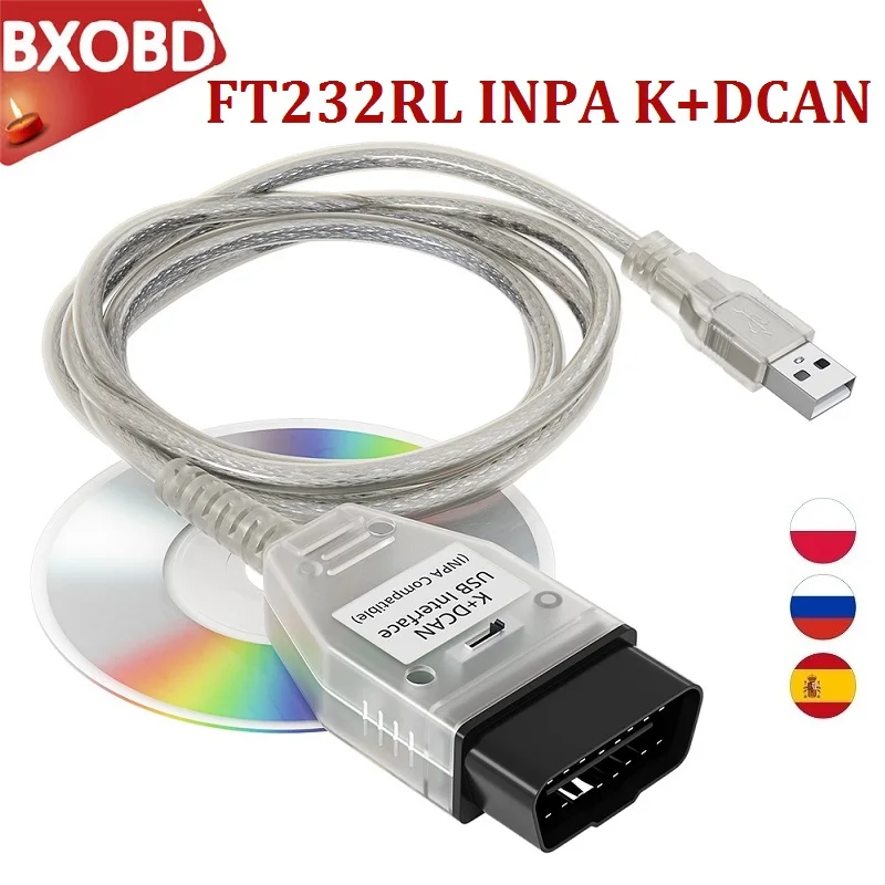 10 шт./лот OBD2 INPA K + CAN с переключателем FTDI FT232RL кабель диагностический интерфейс для