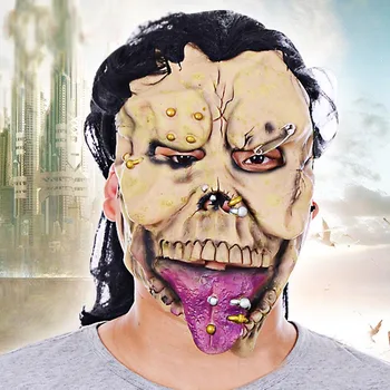 

Latex Cosplay Horror Face Big Mouth Long Tongue Clown Halloween Funny Bar Dance Props Latex Scary Mask For Men And Women