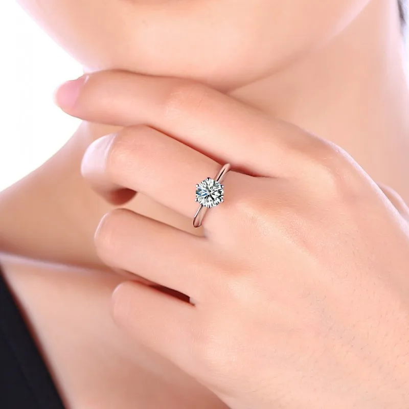 Silver Rings Silver Ring Wedding Rings Solitaire 1ct Lab Diamond Ring 925 sterling silver Engagement Wedding band for Women Men Party Jewelry