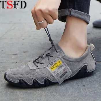 

Summer Male Sneakers Male Walking Shoes Sport Shoes Men Low Top Shoe Man Leather Round Toe Shoes New Gray Soft Driving Shoes Y17