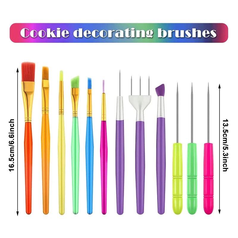 15 Pieces Cake Decorating Tool Set Cookie Decoration Brushes Scriber Needles For 