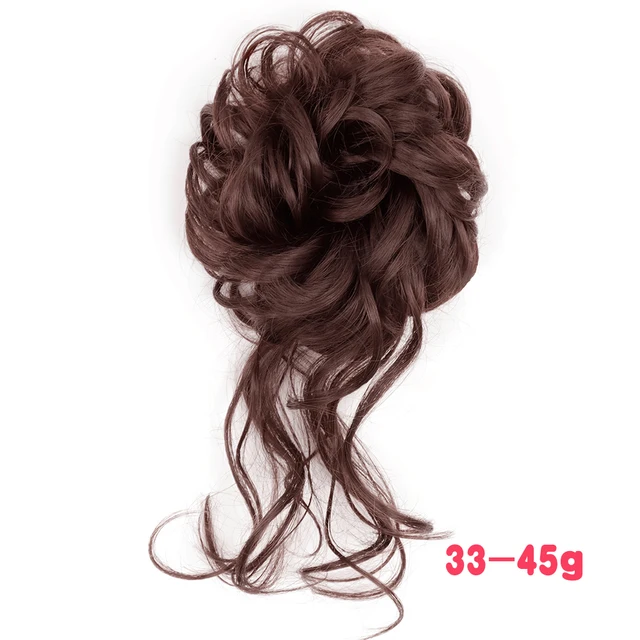 MERISIHAIR Synthetic Girls Curly Scrunchie Chignon With Rubber Band Brown Gray Hair Ring Wrap On Messy Bun Ponytails M-33