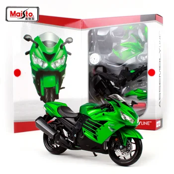 

Maisto kawasaki ninja zx-14r green motorcycle diecast metal model kit manual assemble motorbike toy for collecting 39197