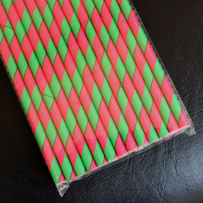 100pcs Stripe Paper Straw Disposable Drinking Straw Biodegradable Straw Christmas Birthday Party Decorations Kids Party Supplies