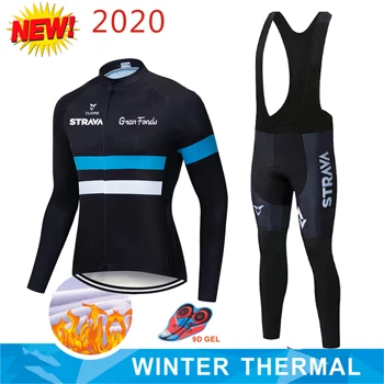 

2020 Pro Team Winter Thermal Fleece Cycling Clothes Men Long Sleeve Jersey Suit Outdoor Riding Bike MTB Clothing Bib Pants Set