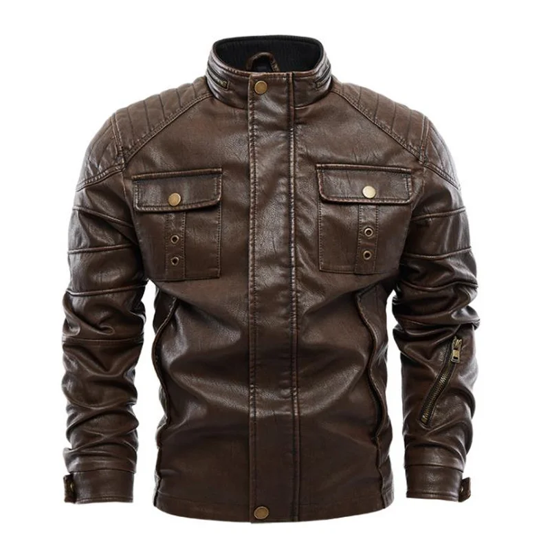 Autumn Men's PU Jacket Leather Coat Slim Fit Faux Leather Motorcycle Jackets Male Coats Fashion Brand Men Clothing all saints leather jacket mens