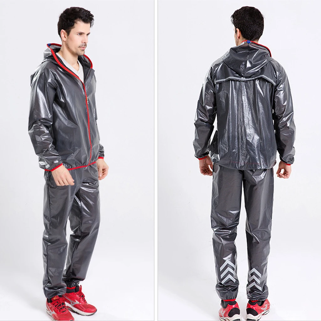 1 set Mens Motorcycle Cycling Full Rain Suit Waterproof Hooded Top Rain Coat Pant for outdoor activity 