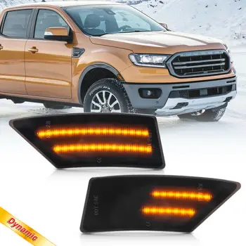 

Smoked Lens Sequential Amber Led Front Side Marker Light For Ford Ranger XL XLT Lariat 2019-2020 Front Bumper Side Marker Lights