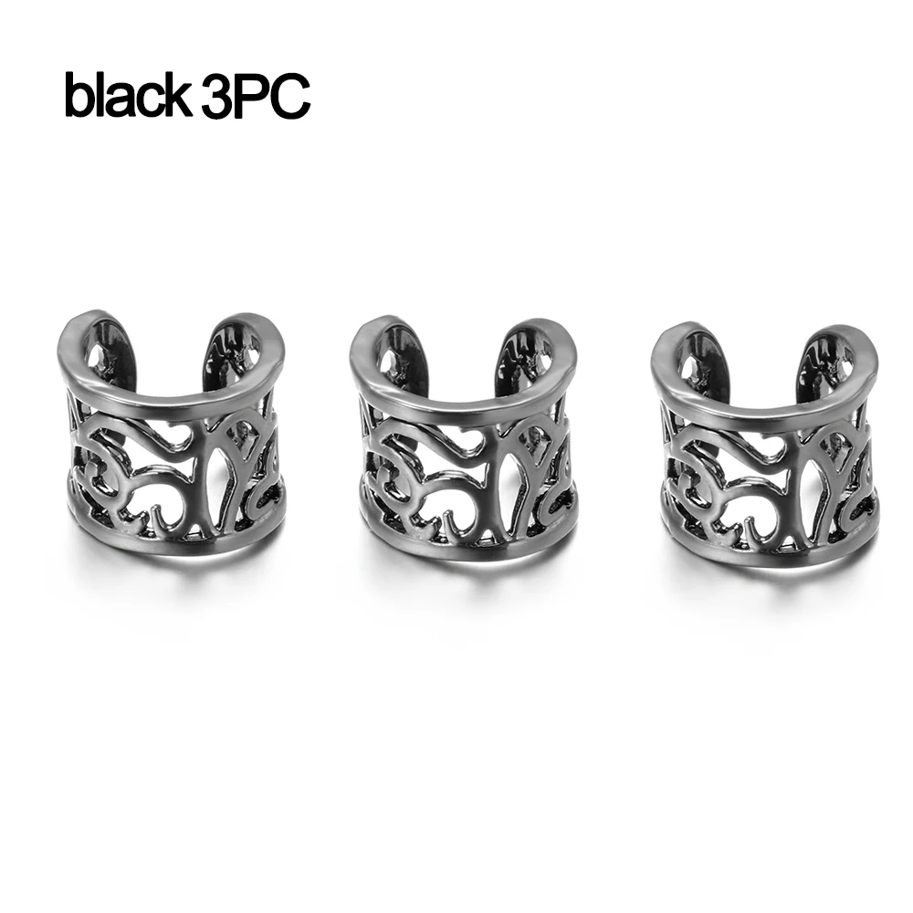 black 3pcs Унисекс панк выдалбливают Модные серьги-гвоздики без Кафф Шпилька-Сережка Клипсы Серьги вечерние очаровательные подарочные украшения - Окраска металла: black 3pcs