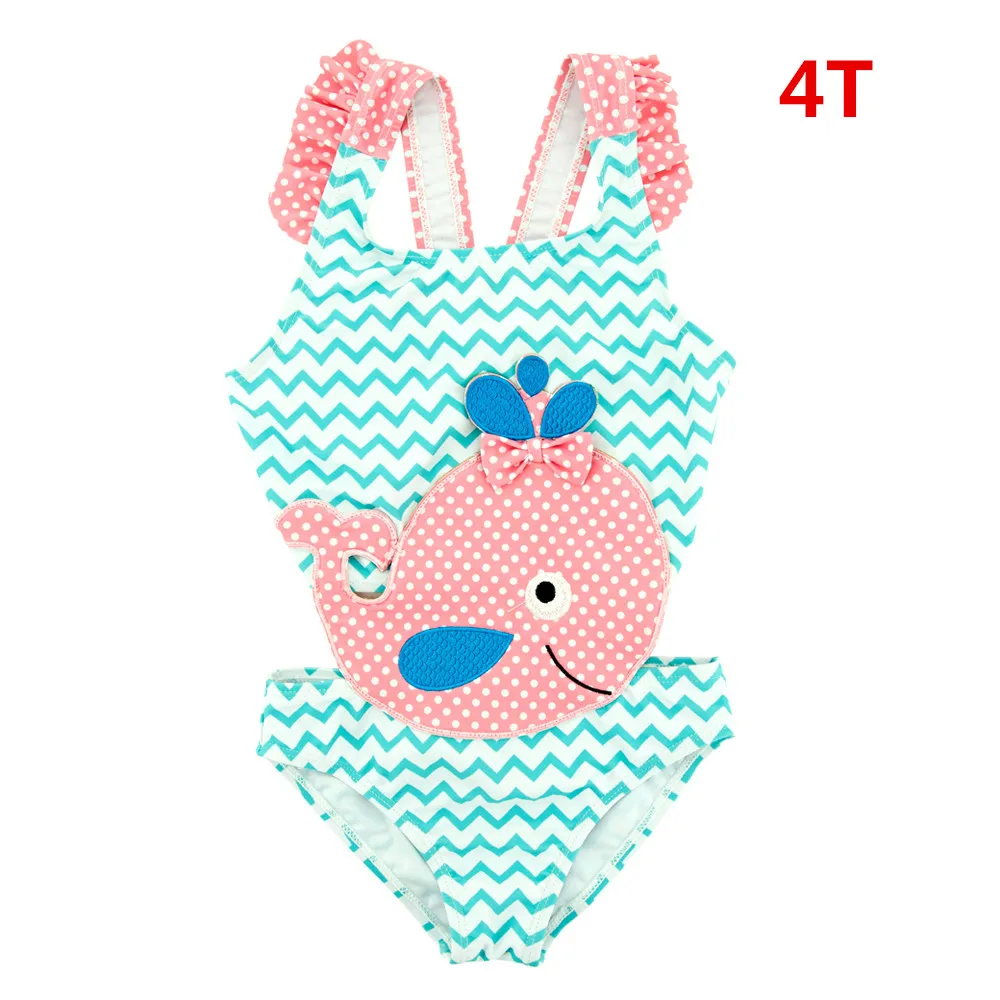 Honeyzone/купальник для девочек с вышивкой Кита, Цельный купальник, купальный костюм, детская пляжная одежда для девочек - Цвет: YY9015-4T