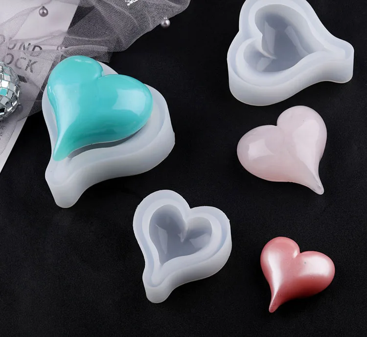 Clear Love Heart Shape Silicone Resin Liquid Mold New Crystal Cake Molds DIY Candle Making Tool Heart Soap Mold