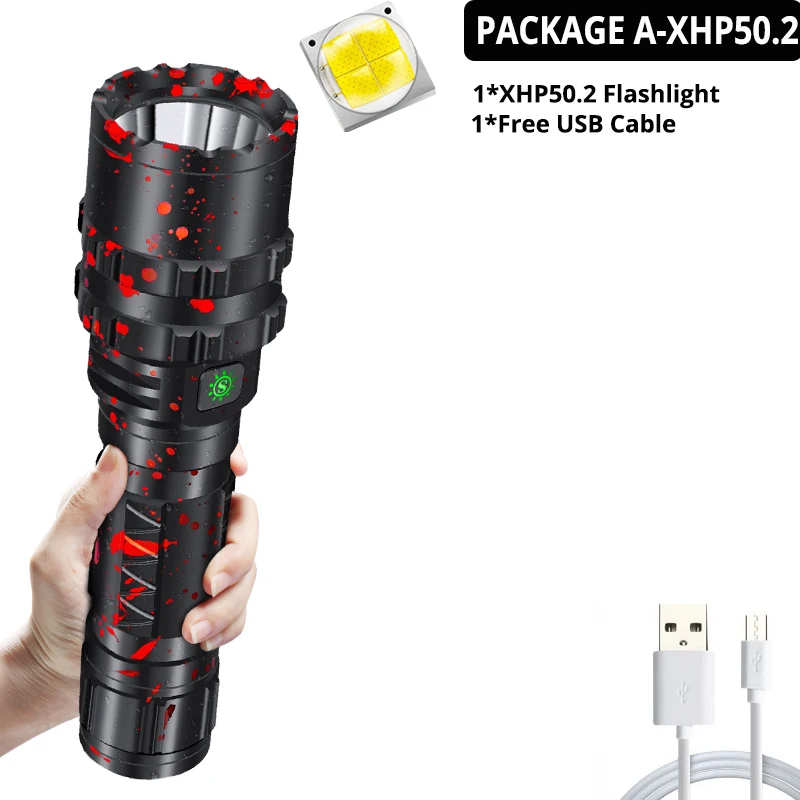 Package A-XHP50.2 Самый мощный XHP50.2 светодиодный светильник-вспышка Xlamp алюминиевый охотничий L2 водонепроницаемый 5 режимов фонарь светильник Lanterna 18650 26650 аккумулятор - Испускаемый цвет: Package A-XHP50.2