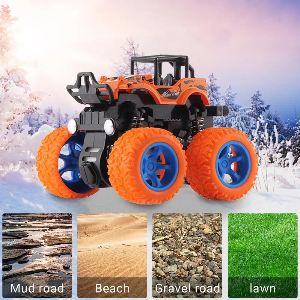 

Mini Inertial Off-Road Vehicle Four-Wheel-Drive Plastic Toy Car Model Pull Back Stunt Car Christmas Gifts For Boys Children Kids