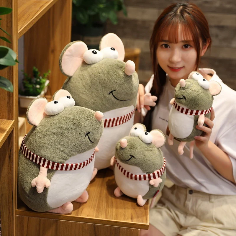 

20-45cm Cute Fat Grey Rat Plush Toy Stuffed Soft Lovely Mouse Doll Animal Pillow for Baby Girls Children Kids Birthday Xmas Gift