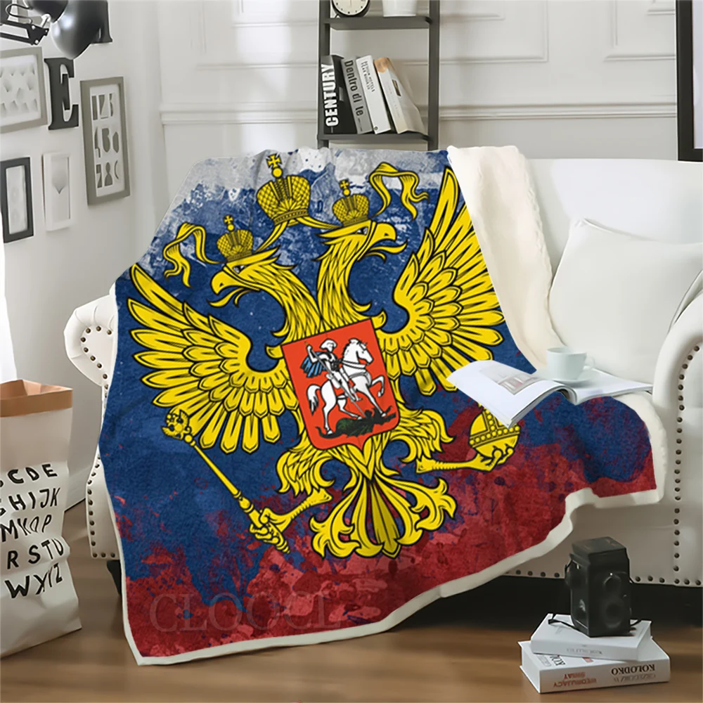 

Одеяло с национальным гербом России, модное одеяло с 3D принтом, диванные дорожные пледы, постельное белье для мальчиков и девочек, двухслойные одеяла