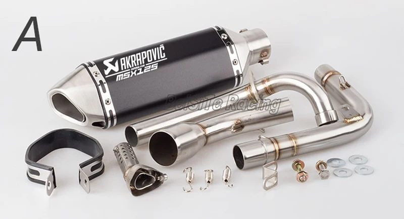 A Мотоцикл Akrapovic выхлопная средняя выхлопная труба Mid разъем слипоны для MSX обезьяна 125 Ducati кукла MSX125 выхлопная труба скутера - Цвет: A