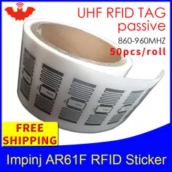 Rfid-теги UHF стикер impinj monsar6 AR61F влажная инкрустация 915mhz868 860-960MHZ EPC 6C 50 шт. Бесплатная доставка клей пассивный RFID этикетка