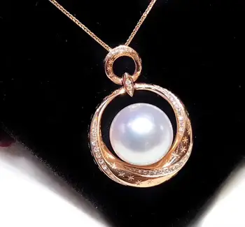 

Fine Jewelry 18K Yellow Gold Natural Australia Origin White Pearl 11-12mm Pendant Necklaces for Women FIne Pearls Pendants