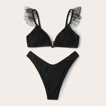 

Black Bikini 2020 Summer Women Two Piece Sexy Solid Padded Bra Beach Bikini Set Swimsuit Swimwear Brazilian Biquinis