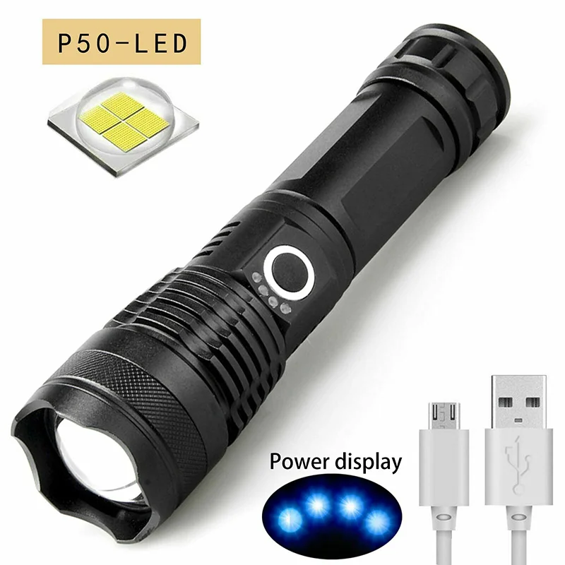 Самый мощный светодиодный фонарик XHP90 с фокусировкой и USB фонарь 5 режимами лампа